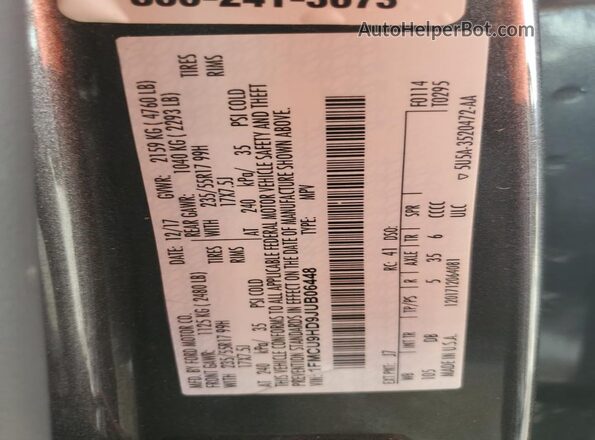 1FMCU9HD9JUB06448 2018 FORD ESCAPE Угольный Вид наклейки с VIN-кодом
