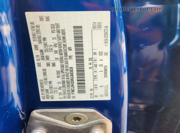 1FMCU9HDXKUA93839 2019 FORD ESCAPE Blue Widok wnętrza 360 stopni