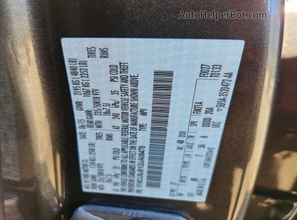 1FMCU9J91GUA08478 2016 FORD ESCAPE Серый Вид наклейки с VIN-кодом