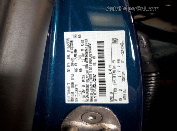 1FMCU9J92LUC28951 2020 FORD ESCAPE Blue VIN sticker view