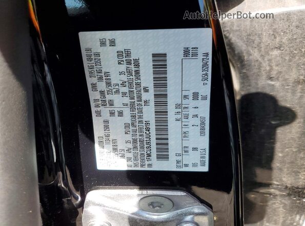 1FMCU9J93JUC49191 2018 FORD ESCAPE Black VIN sticker view