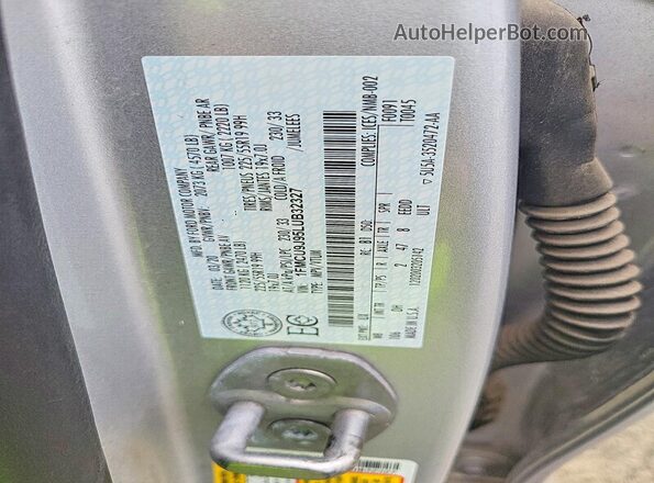 1FMCU9J95LUB32327 2020 FORD ESCAPE Silver VIN sticker view