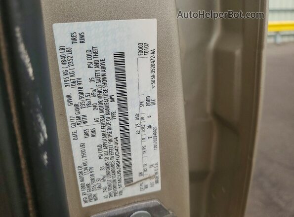 1FMCU9J96HUD47464 2017 FORD ESCAPE Gold VIN კოდის სტიკერის ხედი