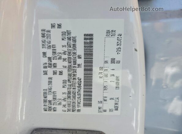 1FMCU9J97HUB45247 2017 FORD ESCAPE White VIN sticker view