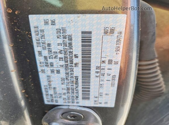 1FMCU9J97NUB96405 2022 FORD ESCAPE Gray Вид наклейки з VIN-кодом
