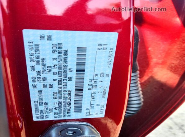 1FMCU9J98LUB37635 2020 FORD ESCAPE Red Widok wnętrza 360 stopni