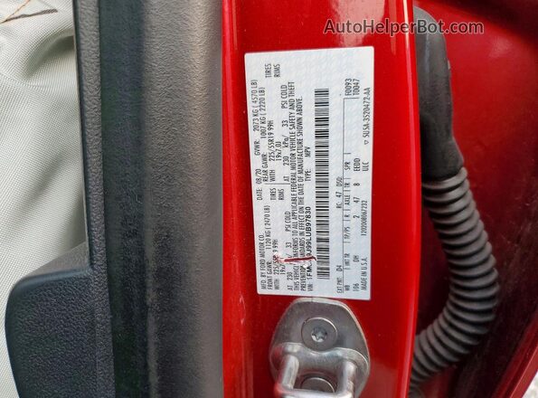 1FMCU9J99LUB97830 2020 FORD ESCAPE Red VIN sticker view