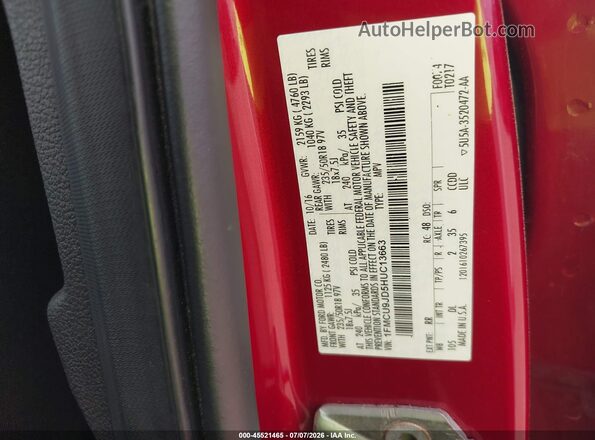 1FMCU9JD5HUC13663 2017 FORD ESCAPE Red Вид підкапотного простору