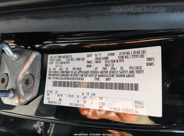 1FMCU9JD9HUE51032 2017 FORD ESCAPE Черный Вид подкапотного пространства