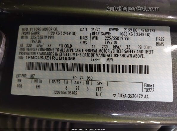 1FMCU9JZ1RUB19356 2024 FORD ESCAPE Gray Вид підкапотного простору