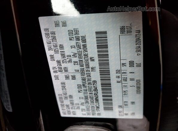 1FMCU9MN0RUB41759 2024 FORD ESCAPE Black VIN sticker view