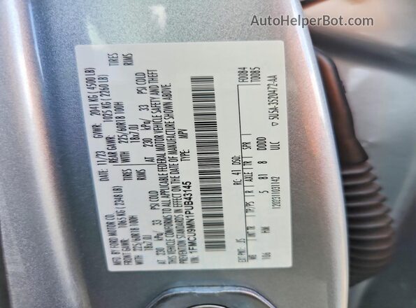 1FMCU9MN1PUB43145 2023 FORD ESCAPE Silver ძრავის განყოფილების ხედი