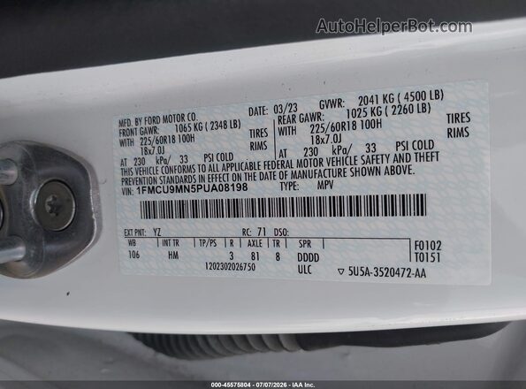 1FMCU9MN5PUA08198 2023 FORD ESCAPE White ძრავის განყოფილების ხედი
