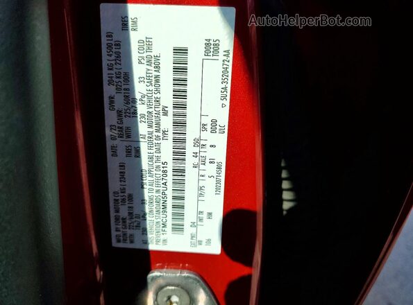 1FMCU9MN5PUA70815 2023 FORD ESCAPE Красный Вид наклейки с VIN-кодом