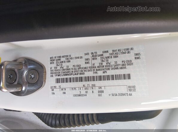 1FMCU9MN5PUA91860 2023 FORD ESCAPE Белый Вид подкапотного пространства
