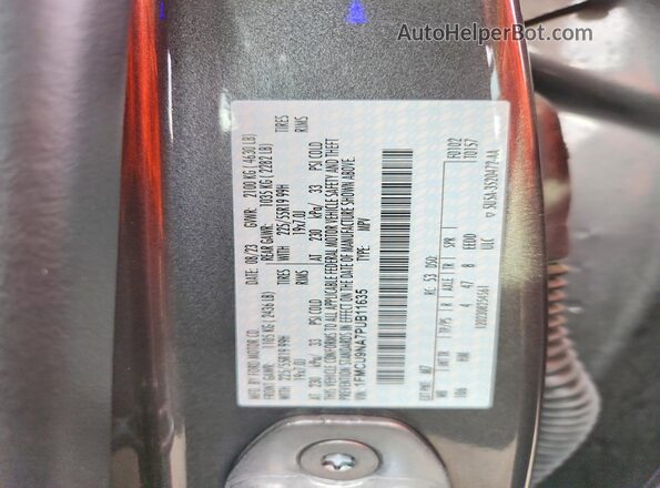 1FMCU9NA7PUB11635 2023 FORD ESCAPE Gray Vista de la etiqueta del VIN