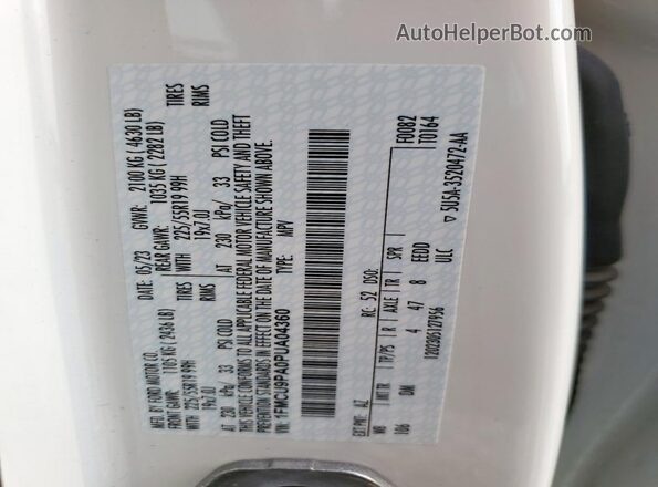 1FMCU9PA0PUA04360 2023 FORD ESCAPE White Вид наклейки з VIN-кодом