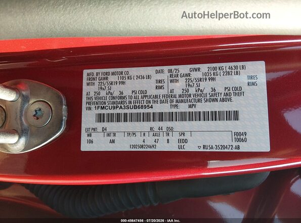 1FMCU9PA3SUB68954 2025 FORD ESCAPE Red Widok komory silnika