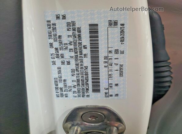 1FMCU9PA8SUB51745 2025 FORD ESCAPE White Вид наклейки з VIN-кодом