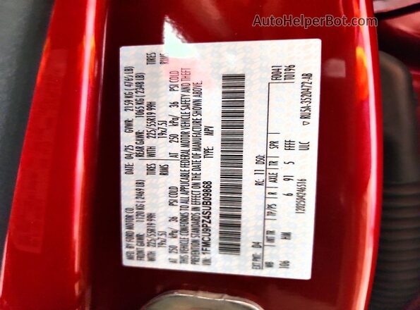 1FMCU9PZ4SUB09868 2025 FORD ESCAPE Red Вид наклейки з VIN-кодом