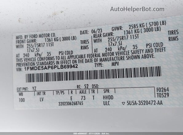 1FMDE5AP6PLB69942 2023 FORD BRONCO White Շարժիչի բաժամունքի տեսք