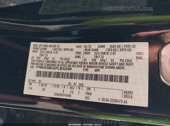 1FMDE5BH2PLB32250 2023 FORD BRONCO Black Widok komory silnika