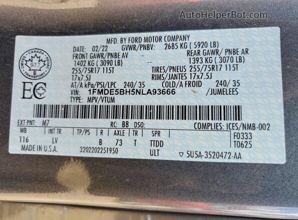 1FMDE5BH5NLA93666 2022 FORD BRONCO Gray ძრავის განყოფილების ხედი