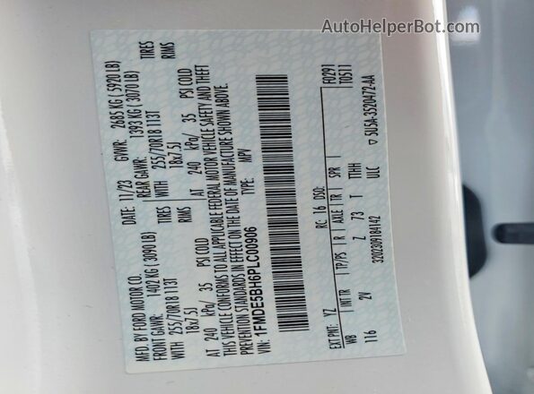 1FMDE5BH6PLC00906 2023 FORD BRONCO White Vista interior de 360 grados