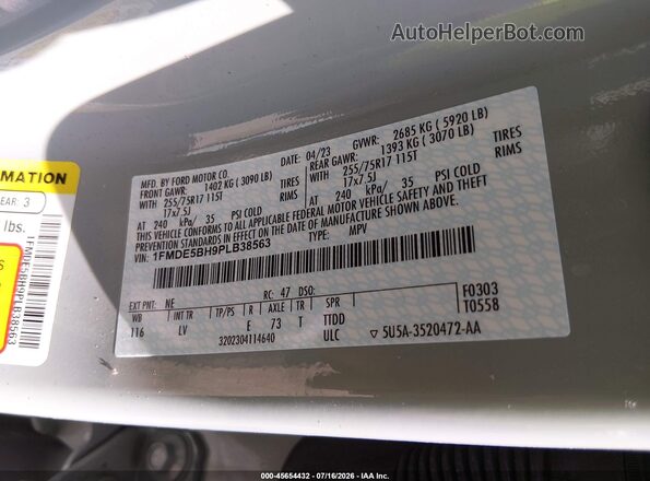 1FMDE5BH9PLB38563 2023 FORD BRONCO Gray Вид підкапотного простору