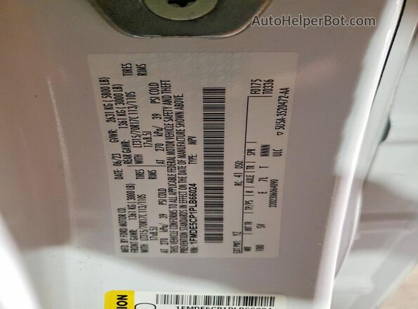 1FMDE5CP1PLB66024 2023 FORD BRONCO White Widok naklejki z numerem VIN