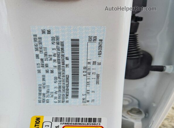 1FMDE6BH6SLB59823 2025 FORD BRONCO White Вид наклейки з VIN-кодом