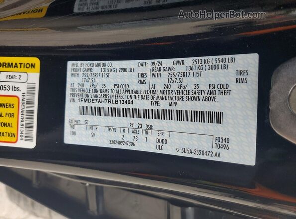 1FMDE7AH7RLB13404 2024 FORD BRONCO Black VIN կոդի պիտակի տեսք