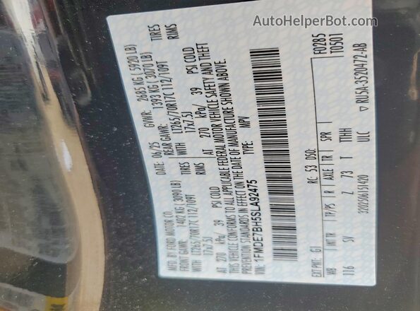 1FMDE7BH5SLA92475 2025 FORD BRONCO Черный Вид наклейки с VIN-кодом