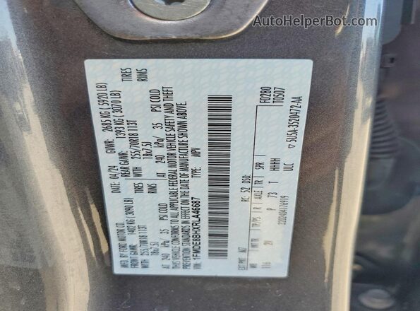 1FMDE8BHXRLA46687 2024 FORD BRONCO Gray Vista de la etiqueta del VIN