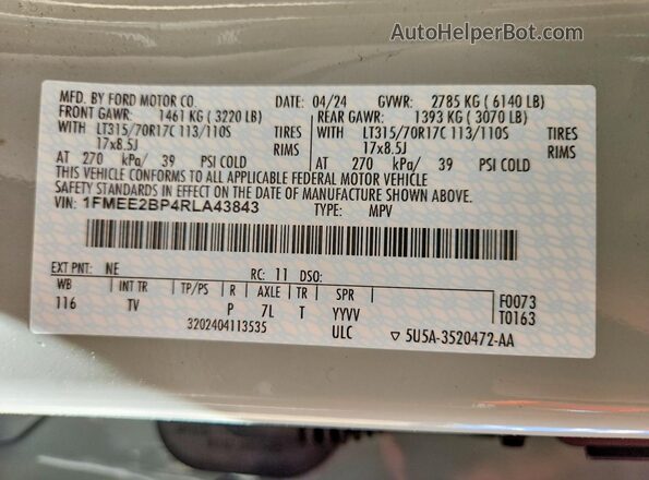 1FMEE2BP4RLA43843 2024 FORD BRONCO Gray 360 interior view
