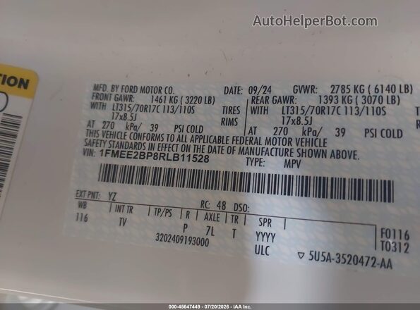 1FMEE2BP8RLB11528 2024 FORD BRONCO White Vista del compartimento del motor