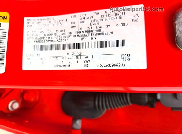 1FMEE2BP9RLA22017 2024 FORD BRONCO Red Widok komory silnika