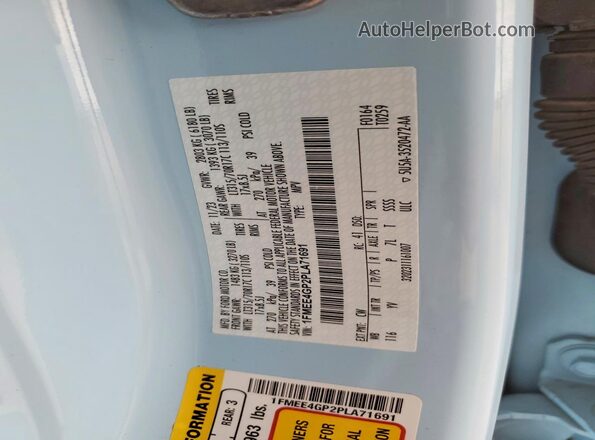 1FMEE4GP2PLA71691 2023 FORD BRONCO Blue VIN sticker view
