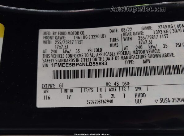1FMEE5BP4NLB55683 2022 FORD BRONCO Black Widok komory silnika