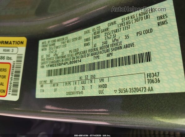 1FMEE5BP4PLB09614 2023 FORD BRONCO Gray Widok komory silnika