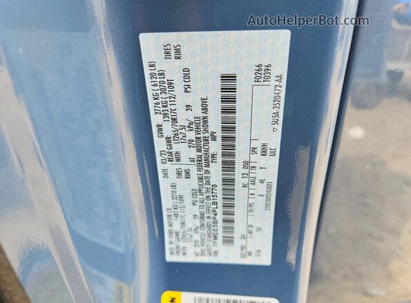 1FMEE5BP4PLB15770 2023 FORD BRONCO Blue Вид наклейки з VIN-кодом