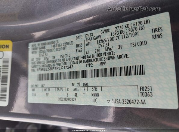 1FMEE5BP7PLC17242 2023 FORD BRONCO Gray Вид підкапотного простору