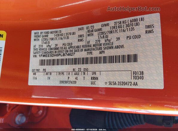 1FMEE5DH0PLB74627 2023 FORD BRONCO Red Widok komory silnika