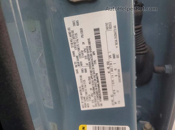 1FMEE5DH4NLB64678 2022 FORD BRONCO Blue Vista de la etiqueta del VIN