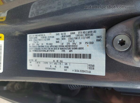 1FMEE5DH5NLB17515 2022 FORD BRONCO Gray სალონის 360-გრადუსიანი ხედი