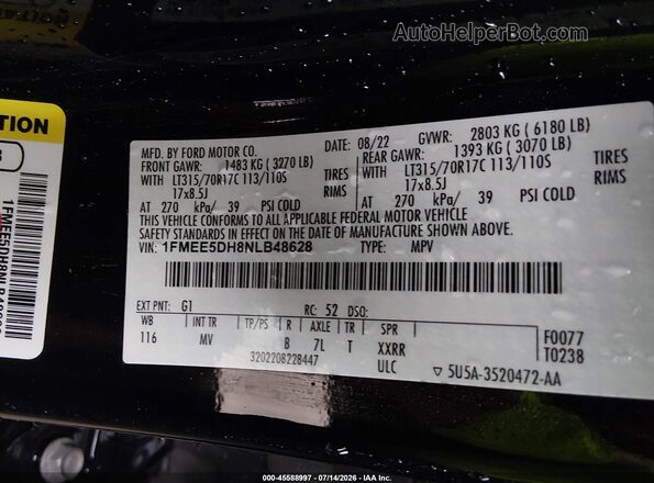 1FMEE5DH8NLB48628 2022 FORD BRONCO Черный Вид подкапотного пространства