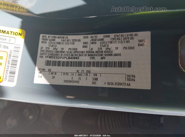1FMEE5DP2PLB45945 2023 FORD BRONCO Blue Շարժիչի բաժամունքի տեսք