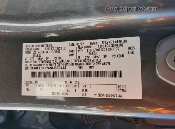 1FMEE5DP4NLB30442 2022 FORD BRONCO Gray Engine compartment view