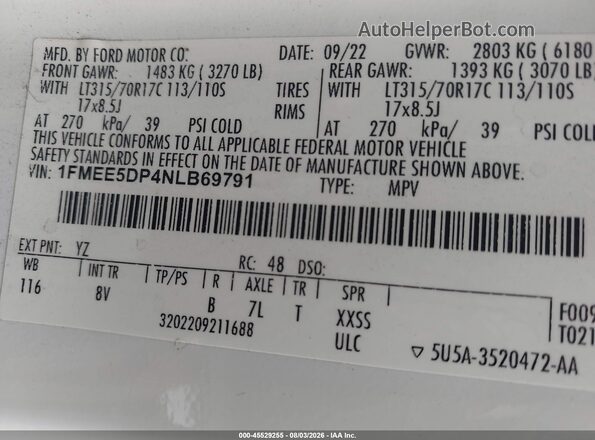 1FMEE5DP4NLB69791 2022 FORD BRONCO White Vista del compartimento del motor