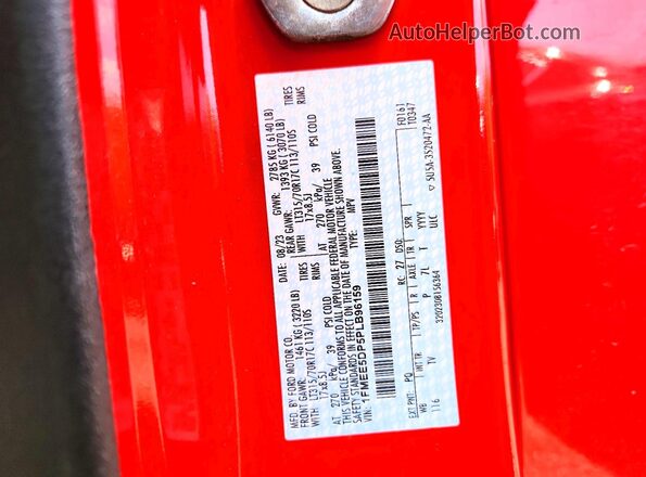 1FMEE5DP5PLB96159 2023 FORD BRONCO Red VIN sticker view
